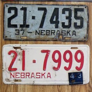 1937 Vintage Nebraska License Plate